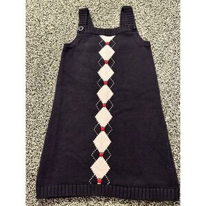 Kk23 Vintage Gymboree Apple‎ for the Teacher navy sweater jumper dress sz 5